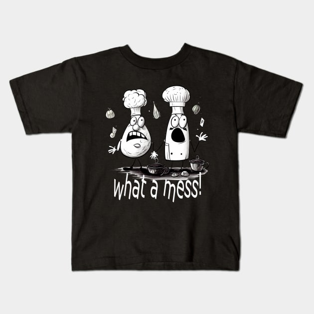 Salt and pepper- What a mess Kids T-Shirt by LauraPrints